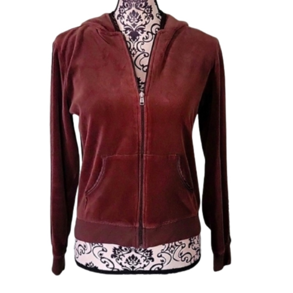 Izod Brown Velvet Velour Hoodie